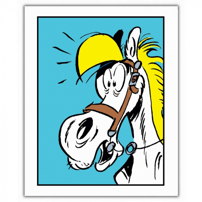 Poster affiche offset Lucky Luke, Portrait de Jolly Jumper Bleu (28x35,5cm)