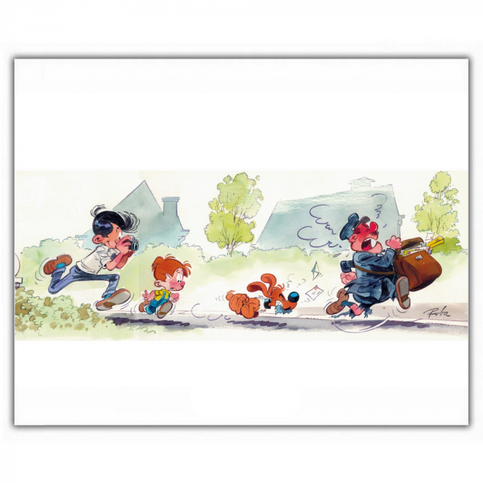 Poster offset Billy and Buddy, in pursuit of the postman (35,5x28cm)