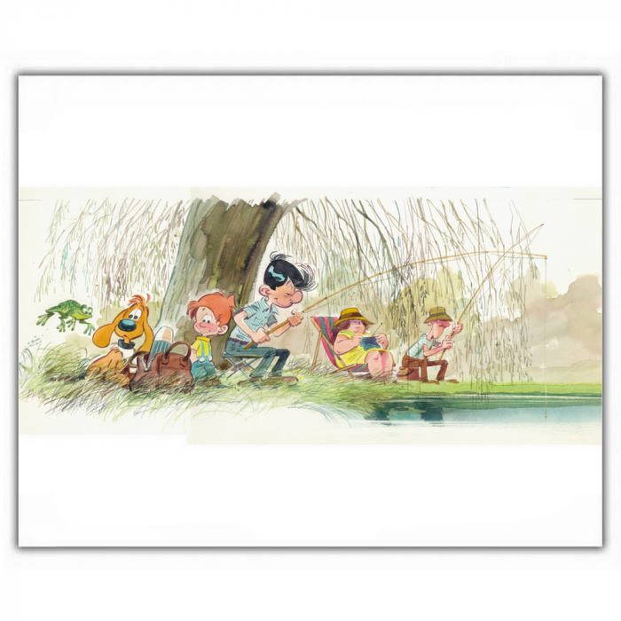 Poster offset Billy and Buddy, Fishing (35,5x28cm)