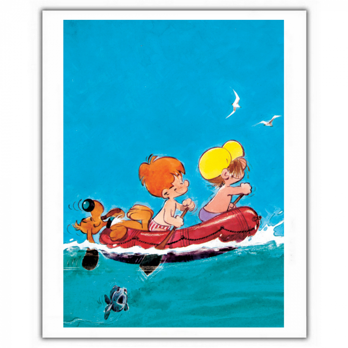 Poster affiche offset Boule et Bill, sortie en mer (28x35,5cm)