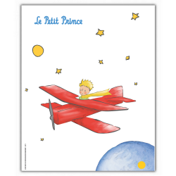 Poster offset The Little Prince in his plane (18x24cm)