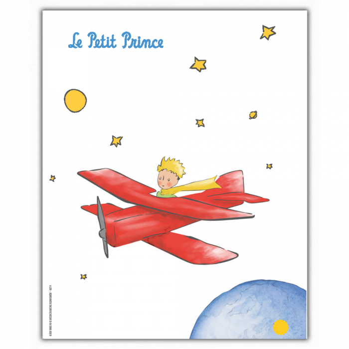 Poster affiche offset Le Petit Prince dans son avion (18x24cm)