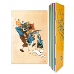 Poster Affiche Moulinsart de Tintin tenant les albums 23003 (40x60cm)