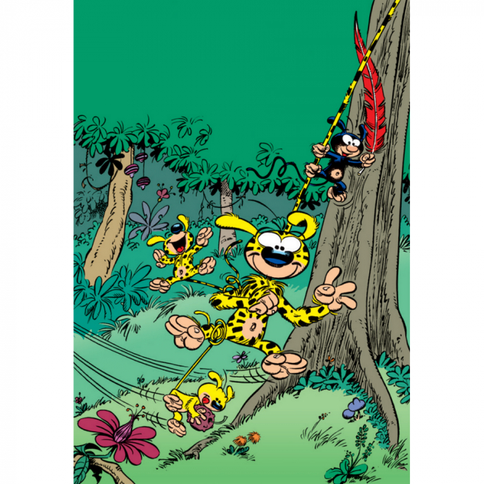 Postcard Marsupilami, Jumping in family (10x15cm)