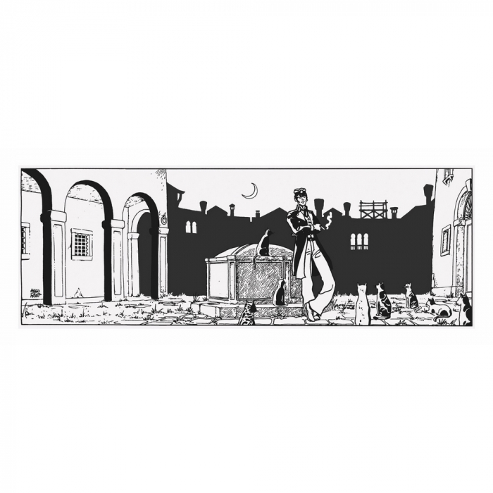 Sérigraphie Corto Maltese, Théâtre et les chats (100x40cm)