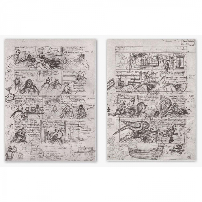 Portafolio Rombaldi 1985 Planchas Nº1 et 2 Tintín y el Arte-Alfa (18x24cm)