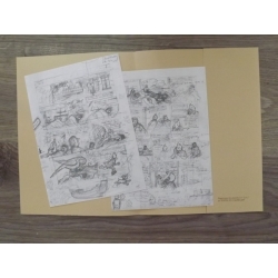 Portafolio Projet Rombaldi 1985 planches Nº1 et 2 Tintin et L'Alph Art (18x24cm)