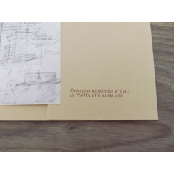 Portafolio Projet Rombaldi 1985 planches Nº1 et 2 Tintin et L'Alph Art (18x24cm)