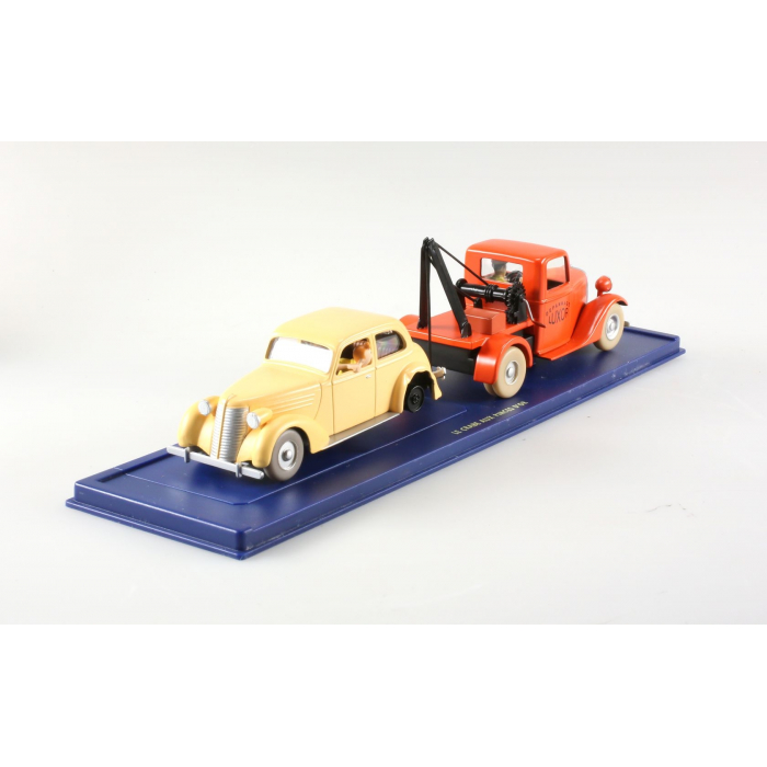 Lot De 2 Voitures Tintin 1/24 Hachette – La Dépanneuse + Voiture Accidentée – Neuves