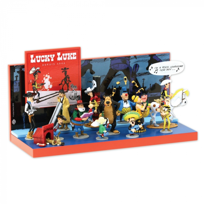13 figurines de collection Pixi Lucky Luke Origine I + Présentoir (2020)
