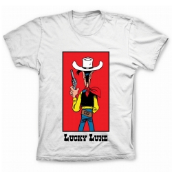 Camiseta 100% algodón Lucky Luke, listo para disparar (Blanco)
