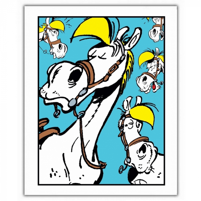 Poster affiche offset Lucky Luke, Expressions de Jolly Jumper Bleu (28x35,5cm)
